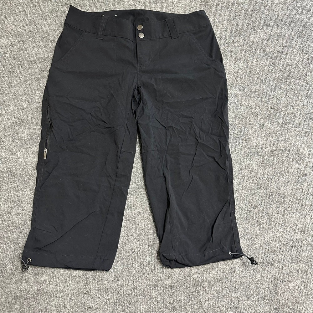 Columbia Capri Pants Womens Size 4 Black Hiking Outdoor Drawstring Lightweight